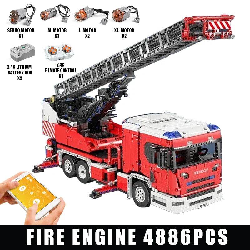 RC Innovative MOULD KING Remote Control Building Set: Crane, Excavator & Fire Truck - ToylandEU