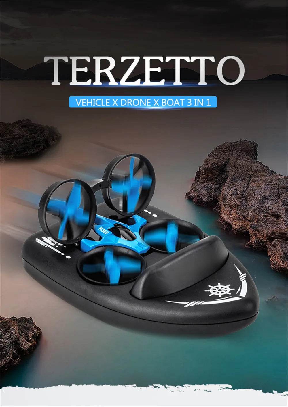 RC JJRC H36F 3-in-1 EPP Flying Boat and Land RC Quadcopter Drone with Detachable Design and One Key Return - RTF Toys for Kids and Boys Gift - ToylandEU