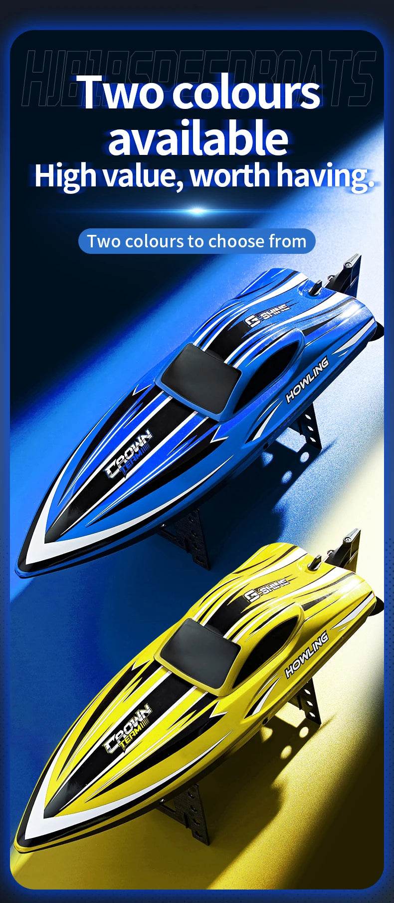 RC JJRC Hj818 High-Speed Remote-Control Electric Speedboat for Kids - Waterproof Competitive Racing Toy - ToylandEU