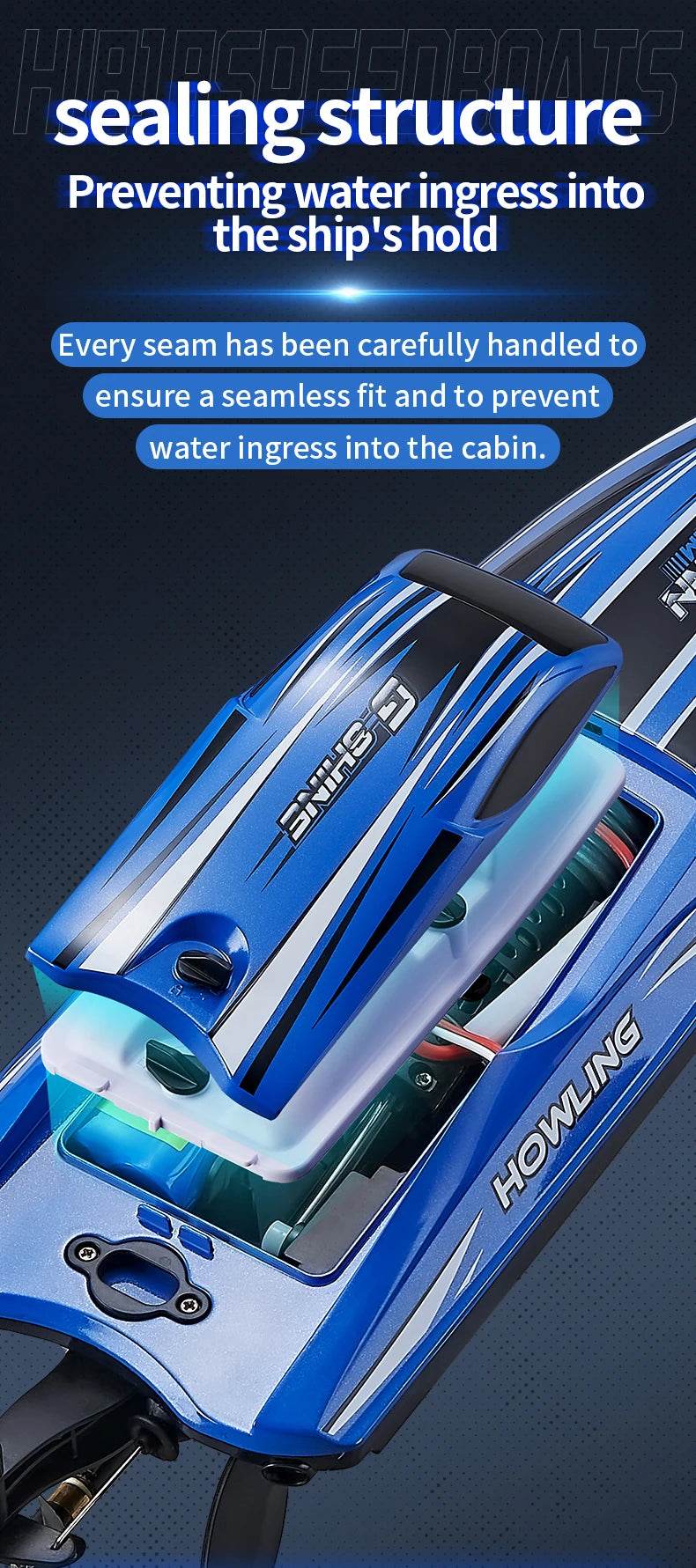 RC JJRC Hj818 High-Speed Remote-Control Electric Speedboat for Kids - Waterproof Competitive Racing Toy - ToylandEU