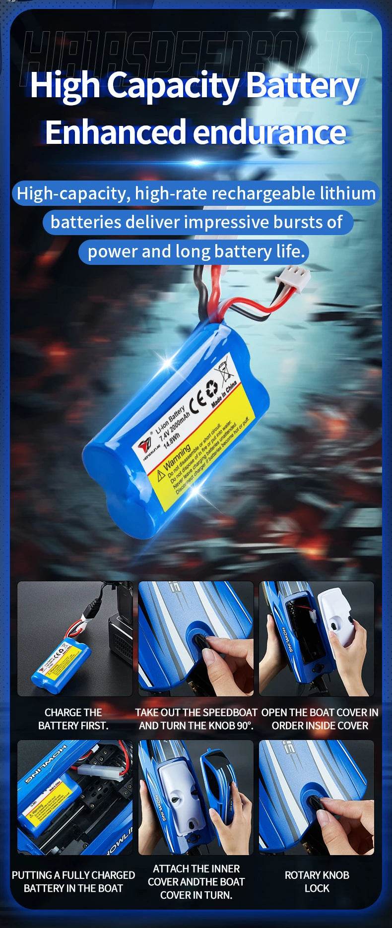 RC JJRC Hj818 High-Speed Remote-Control Electric Speedboat for Kids - Waterproof Competitive Racing Toy - ToylandEU