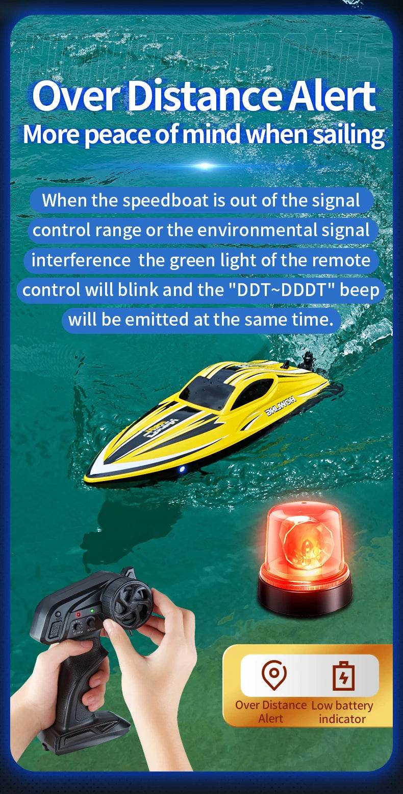 RC JJRC Hj818 High-Speed Remote-Control Electric Speedboat for Kids - Waterproof Competitive Racing Toy - ToylandEU