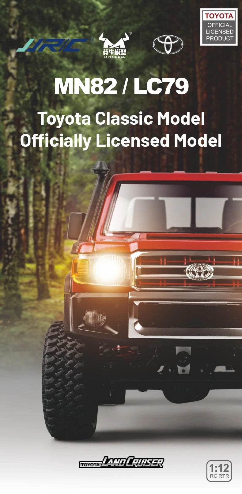 RC JJRC MN82 1:12 Scale 4x4 Remote Control Pickup Truck with LED Lights - Simulation Model for Kids & Hobbyists - ToylandEU