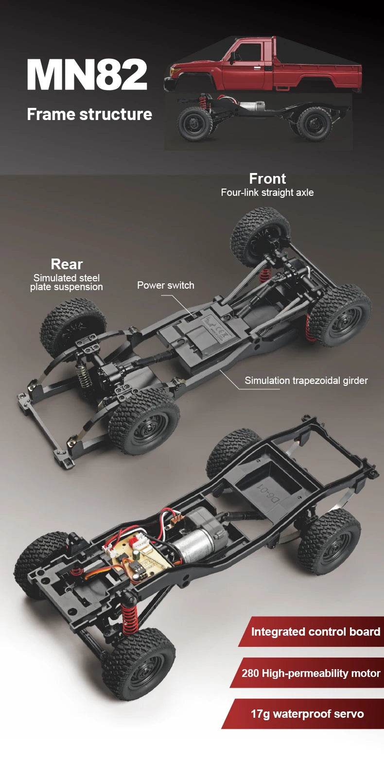 RC JJRC MN82 1:12 Scale 4x4 Remote Control Pickup Truck with LED Lights - Simulation Model for Kids & Hobbyists - ToylandEU