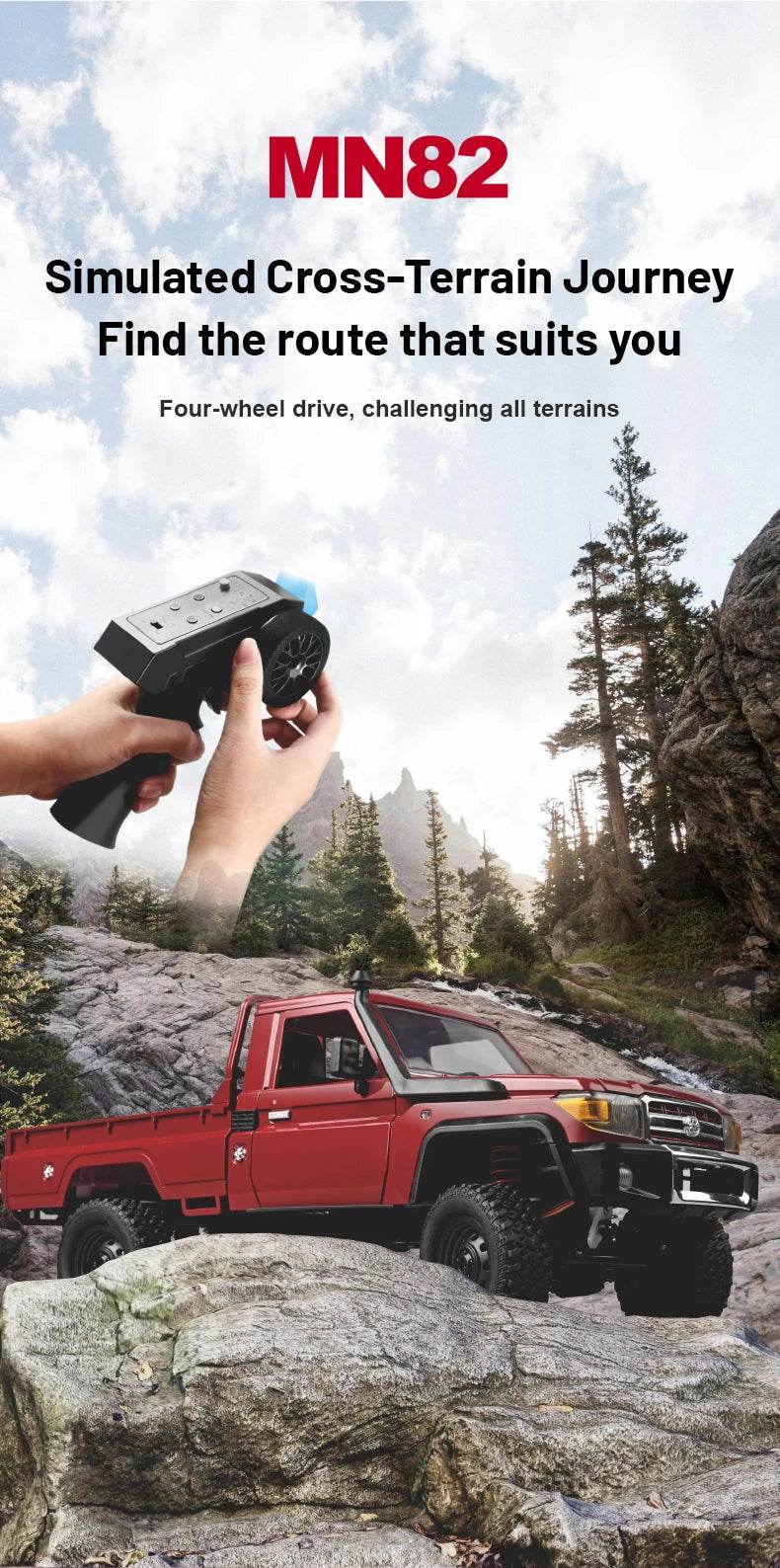 RC JJRC MN82 1:12 Scale 4x4 Remote Control Pickup Truck with LED Lights - Simulation Model for Kids & Hobbyists - ToylandEU