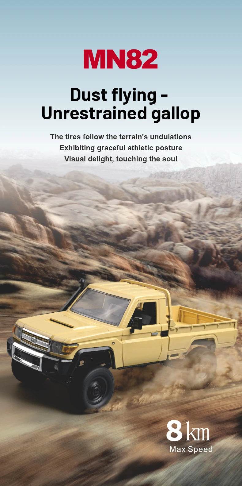 RC JJRC MN82 1:12 Scale 4x4 Remote Control Pickup Truck with LED Lights - Simulation Model for Kids & Hobbyists - ToylandEU