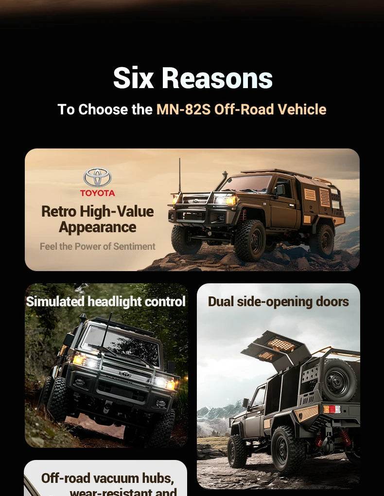 RC JJRC MN82 1:12 Scale 4x4 Remote Control Pickup Truck with LED Lights - Simulation Model for Kids & Hobbyists - ToylandEU