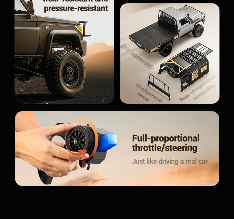 RC JJRC MN82 1:12 Scale 4x4 Remote Control Pickup Truck with LED Lights - Simulation Model for Kids & Hobbyists - ToylandEU