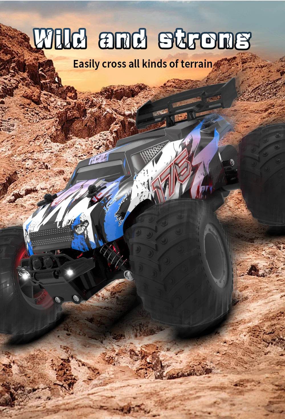 RC JJRC Q175 2.4GHz Dual Motor Remote Control Off-Road Truck with LED Lights - 1:18 Scale Children's RC Car - ToylandEU
