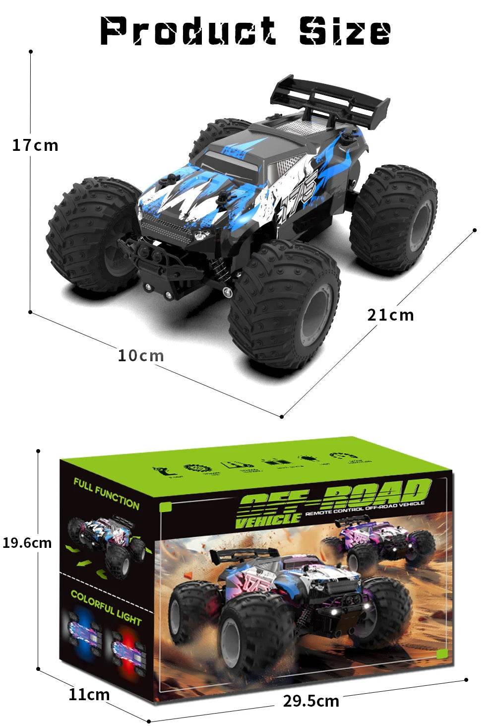 RC JJRC Q175 2.4GHz Dual Motor Remote Control Off-Road Truck with LED Lights - 1:18 Scale Children's RC Car - ToylandEU