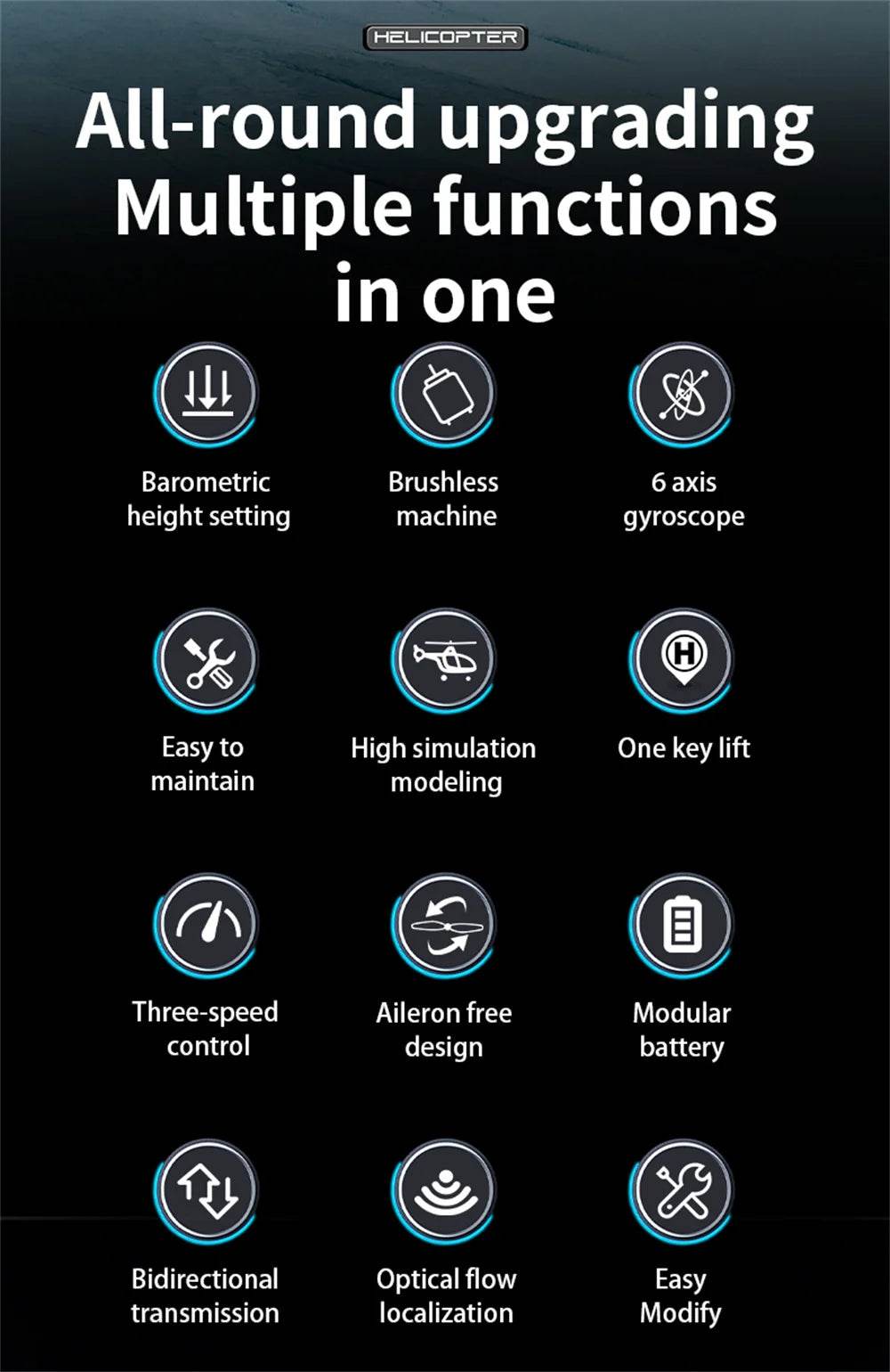 RC JJRC RC Helicopter C190 1:30 Scale 2.4G 6CH with Gyro & Optical Flow, Altitude Hold, RTF - ToylandEU