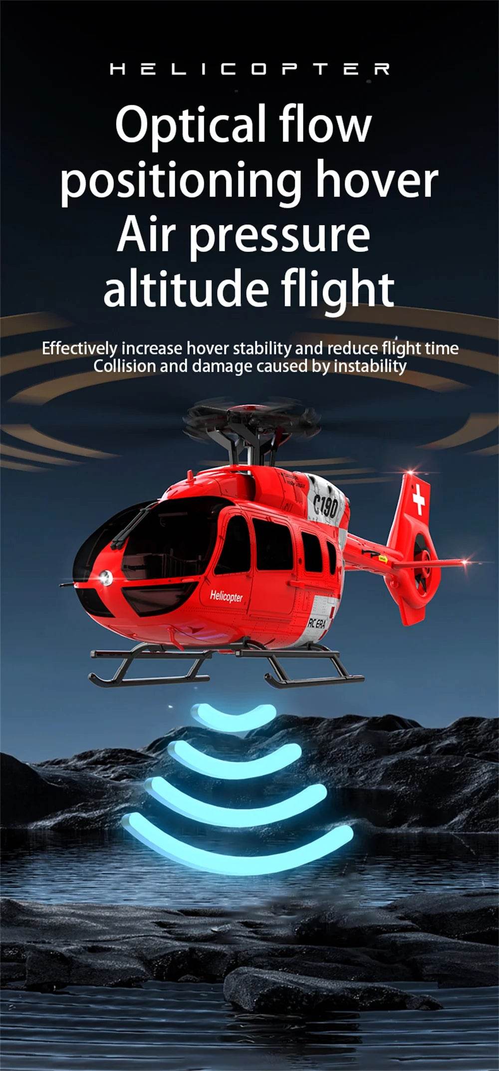 RC JJRC RC Helicopter C190 1:30 Scale 2.4G 6CH with Gyro & Optical Flow, Altitude Hold, RTF - ToylandEU