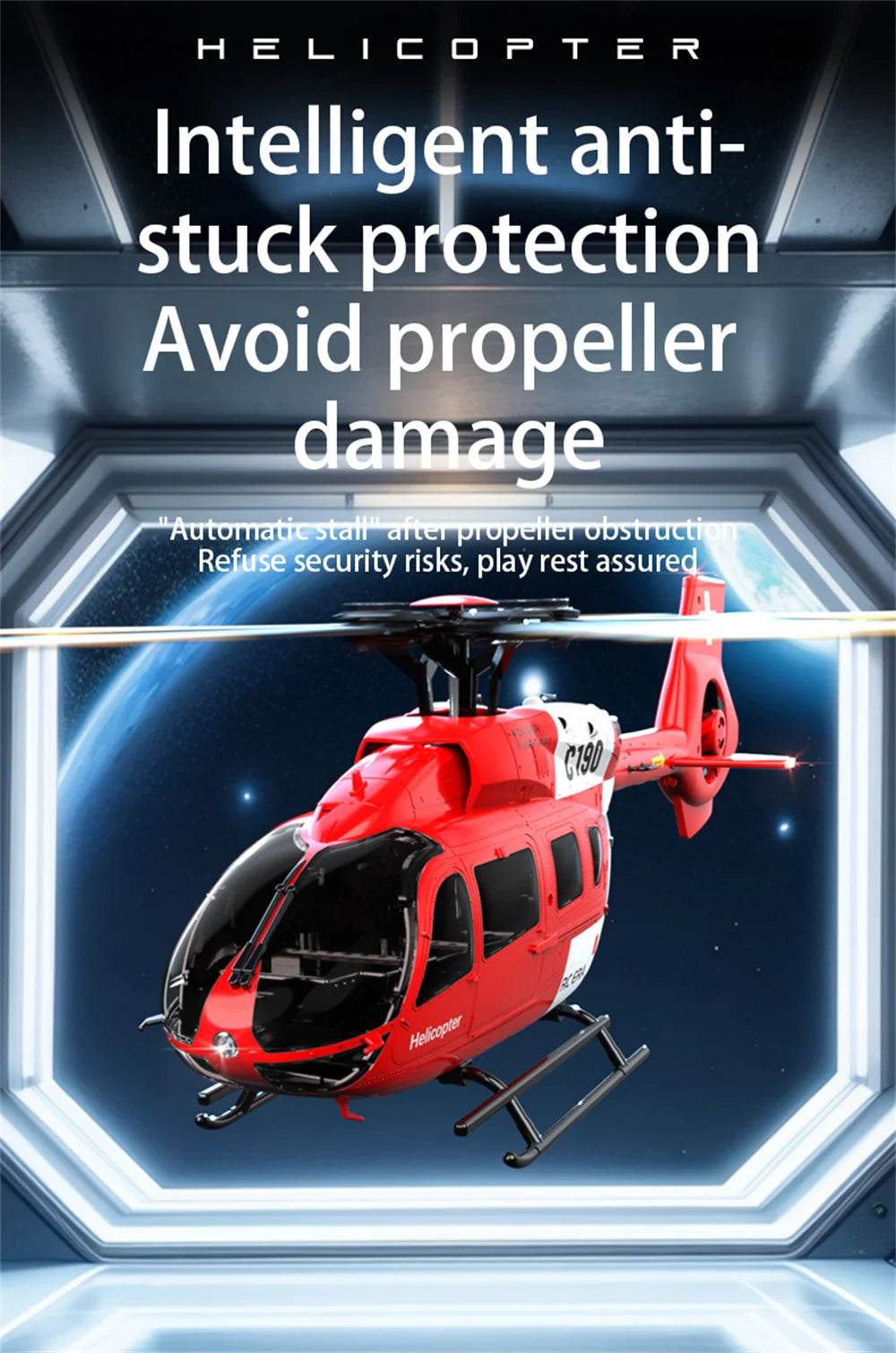 RC JJRC RC Helicopter C190 1:30 Scale 2.4G 6CH with Gyro & Optical Flow, Altitude Hold, RTF - ToylandEU