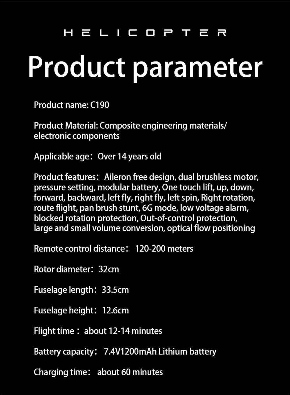 RC JJRC RC Helicopter C190 1:30 Scale 2.4G 6CH with Gyro & Optical Flow, Altitude Hold, RTF - ToylandEU