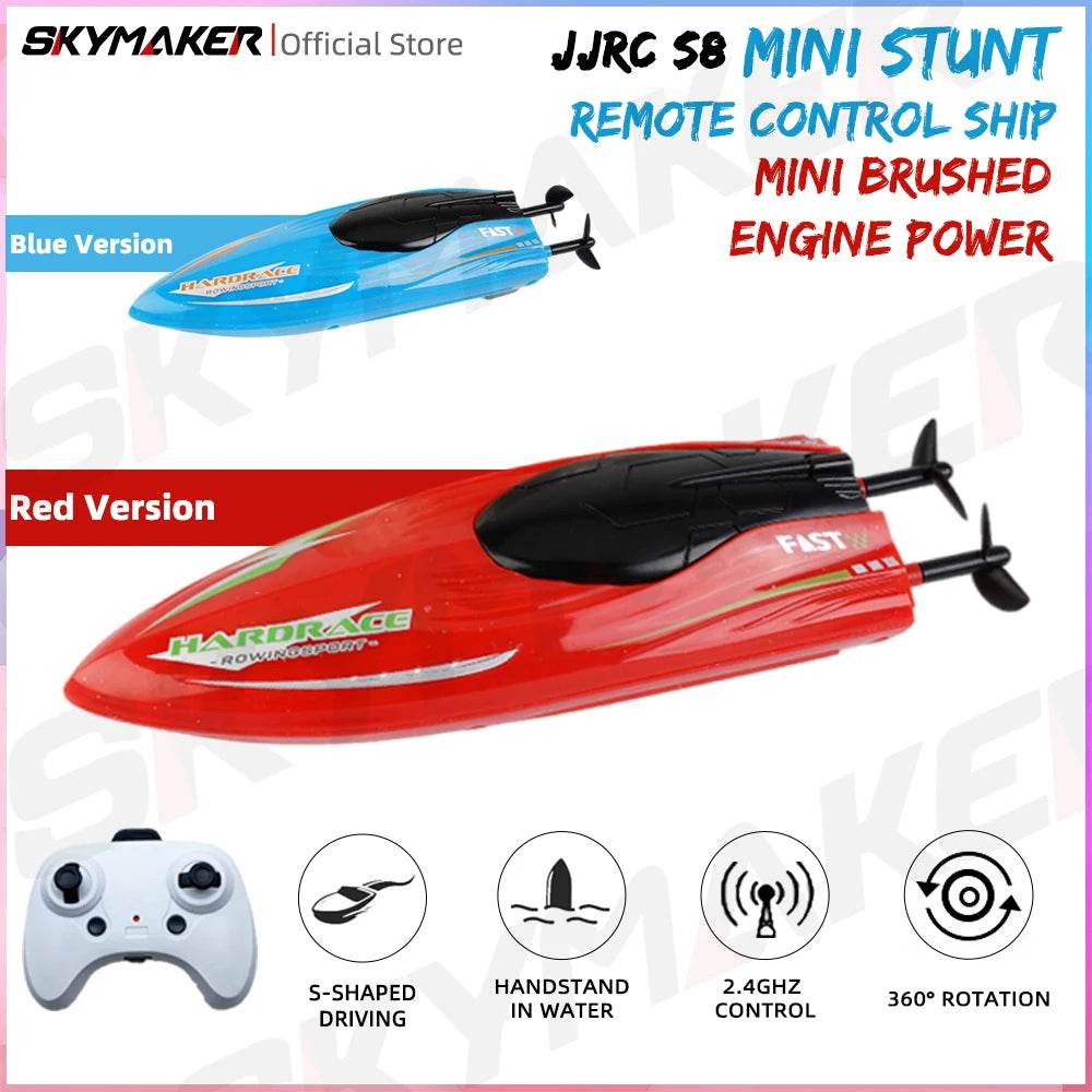 RC JJRC S8 Mini RC Speedboat with LED Lights & 360° Stunts - ToylandEU