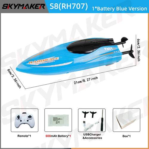 RC JJRC S8 Mini RC Speedboat with LED Lights & 360° Stunts - ToylandEU