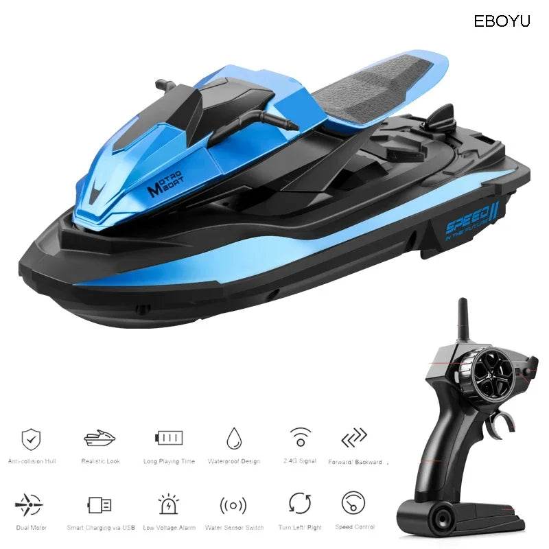RC JJRC S9 2.4GHz Remote Control Racing Boat - 1:14 Scale High-Speed Electric RC Ship with Dual Motors and Two Speed Settings - Ideal Gift for Ages 6-14 - ToylandEU