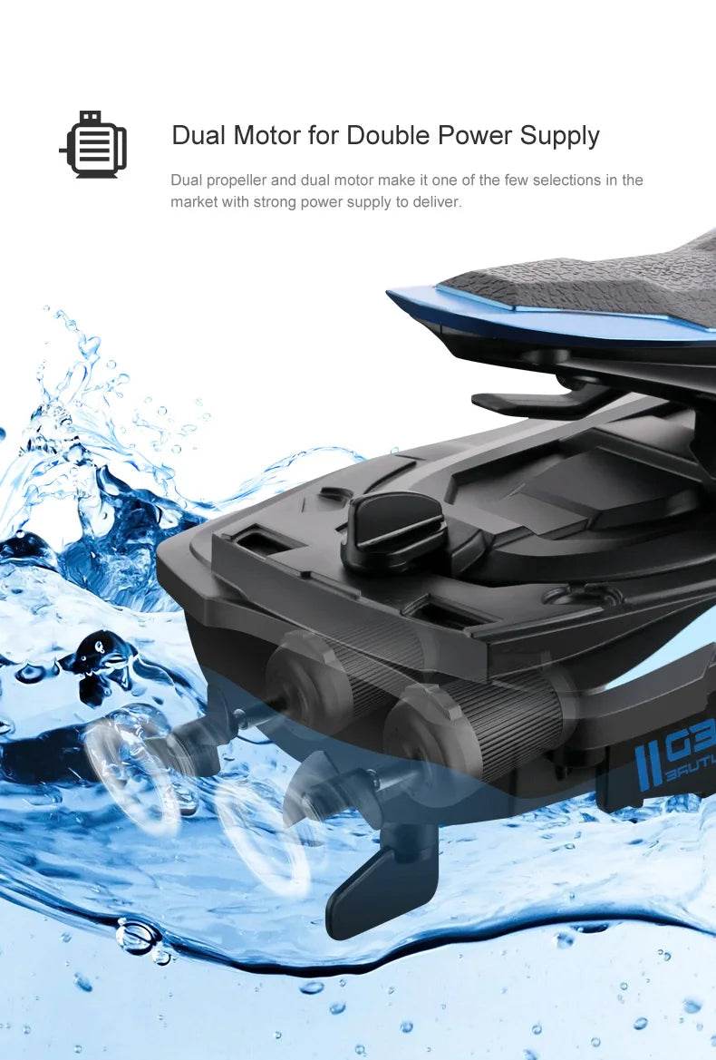 RC JJRC S9 2.4GHz Remote Control Racing Boat - 1:14 Scale High-Speed Electric RC Ship with Dual Motors and Two Speed Settings - Ideal Gift for Ages 6-14 - ToylandEU