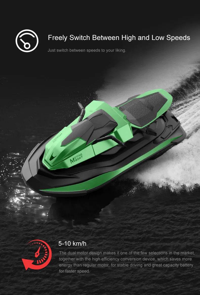 RC JJRC S9 2.4GHz Remote Control Racing Boat - 1:14 Scale High-Speed Electric RC Ship with Dual Motors and Two Speed Settings - Ideal Gift for Ages 6-14 - ToylandEU