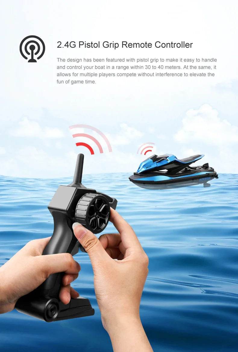 RC JJRC S9 2.4GHz Remote Control Racing Boat - 1:14 Scale High-Speed Electric RC Ship with Dual Motors and Two Speed Settings - Ideal Gift for Ages 6-14 - ToylandEU