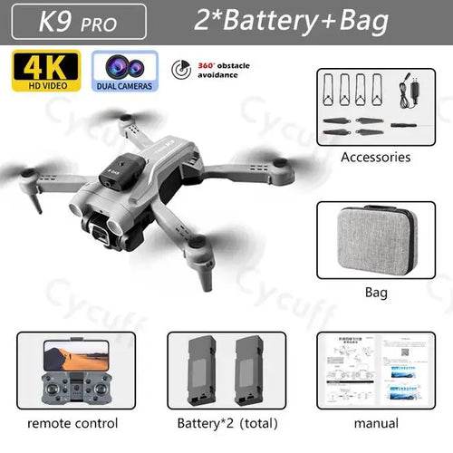 RC K9 Pro 4K Dual Camera RC Drone with Optical Flow & Smart Features - ToylandEU