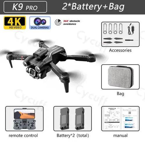 RC K9 Pro 4K Dual Camera RC Drone with Optical Flow & Smart Features - ToylandEU