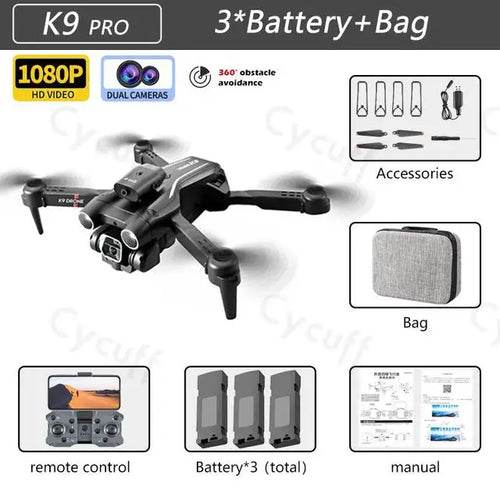 RC K9 Pro 4K Dual Camera RC Drone with Optical Flow & Smart Features - ToylandEU