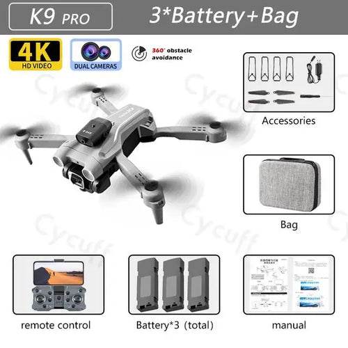 RC K9 Pro 4K Dual Camera RC Drone with Optical Flow & Smart Features - ToylandEU