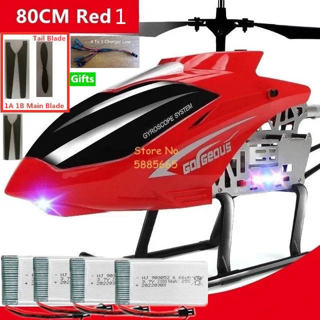 RC LED Remote Control Helicopter - 80CM Dual Propeller Fun for All Ages - ToylandEU
