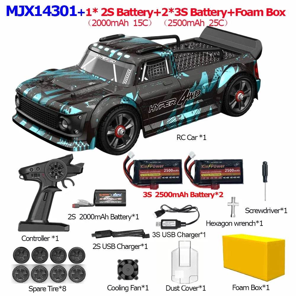 RC MJX 14301 V2.0 1/14 Scale 55km/h Brushless 4WD Remote Control Car - ToylandEU