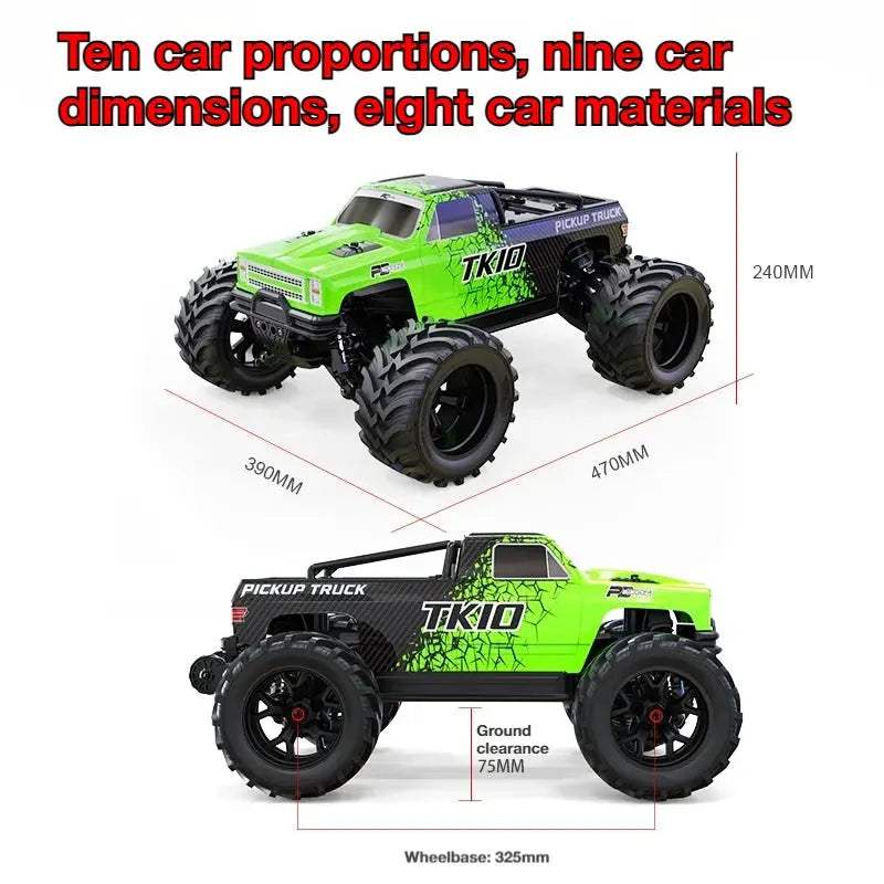 PDracing 1/10 TK10 V3 EXB 4S 88KM/H Brushless Waterproof High-Speed 4WD RC Remote Control Monster Truck Model Off-Road Vehicle - ToylandEU