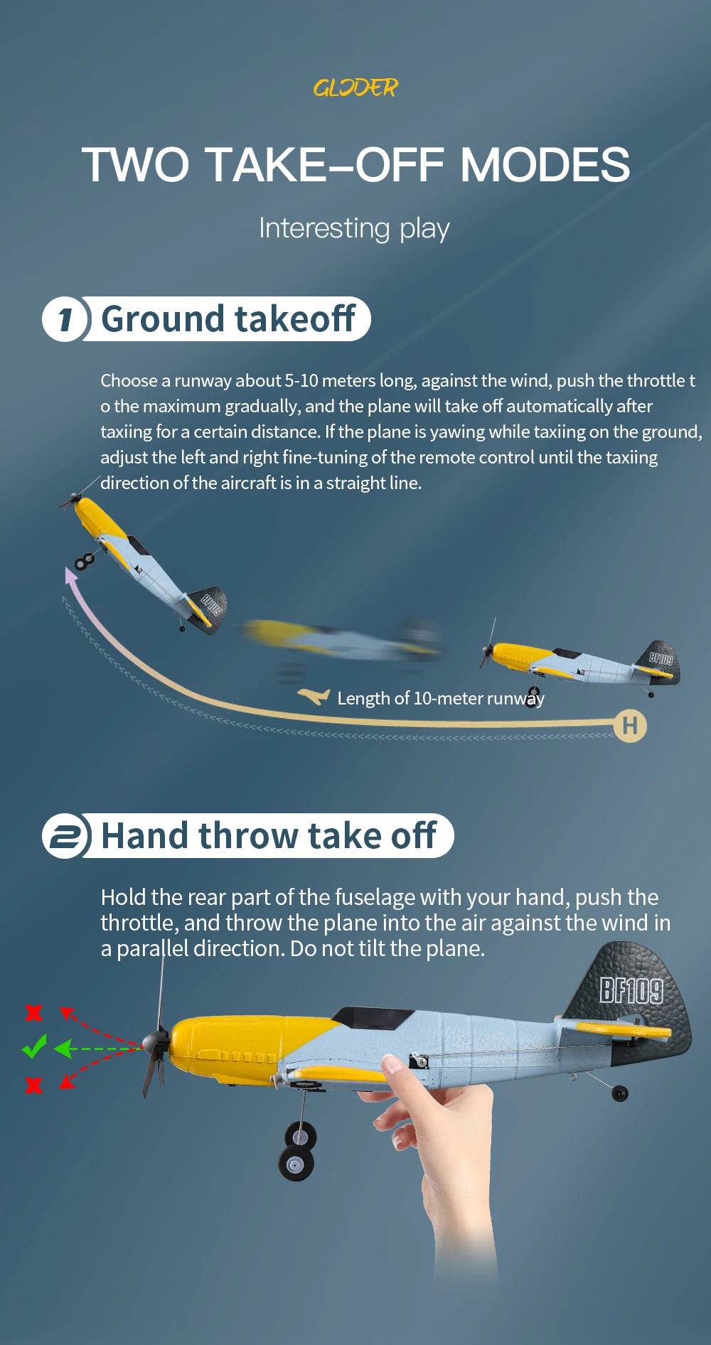 RC Plane BF109 Professional 2.4G Remote Control Glider - ToylandEU