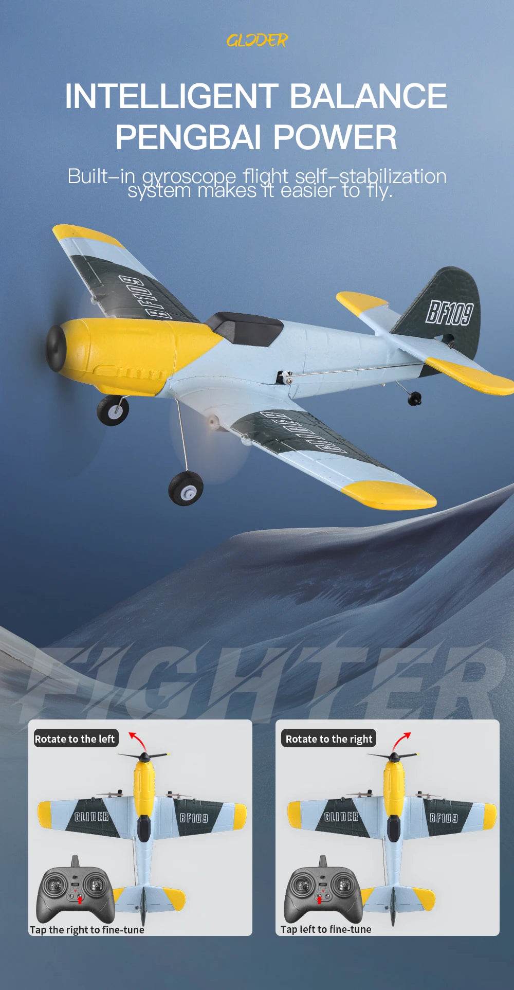 RC Plane BF109 Professional 2.4G Remote Control Glider - ToylandEU