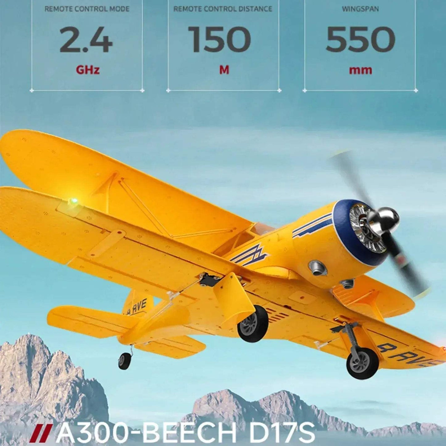 RC Plane Brushless Beechcraft D17 With LED Lights For Outdoors - ToylandEU