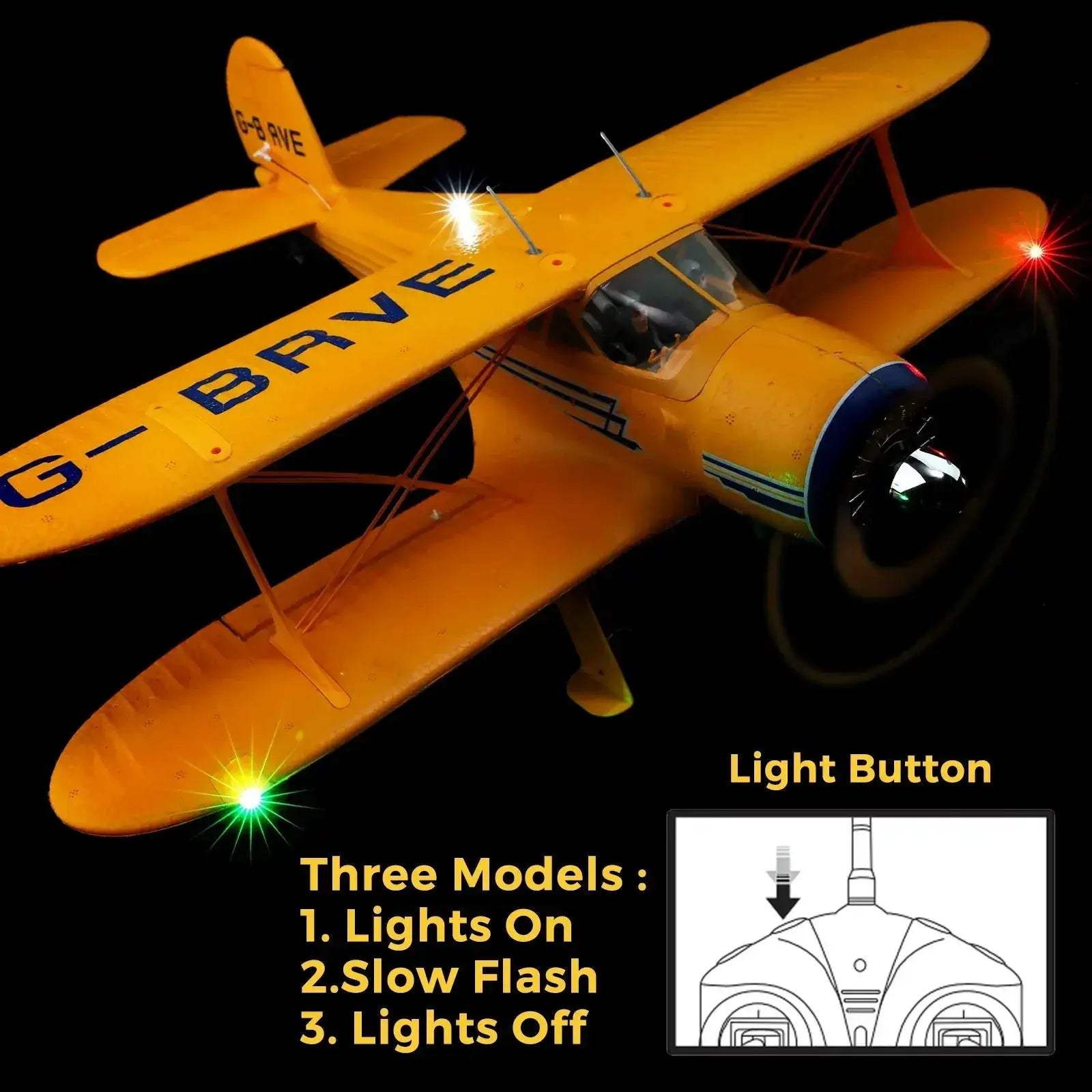 RC Plane Brushless Beechcraft D17 With LED Lights For Outdoors - ToylandEU