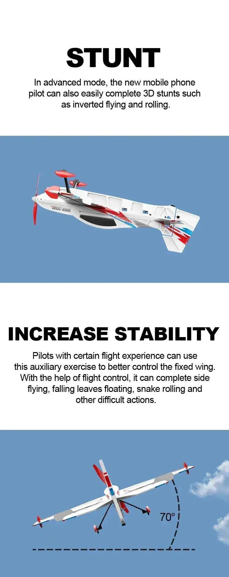  RC QIDI-550 RTF 3D RC Plane with 500mm Wingspan, One-Key Stunt Feature, and Advanced 6-Axis Gyro for Wind Resistant Flight -  ToylandEU™