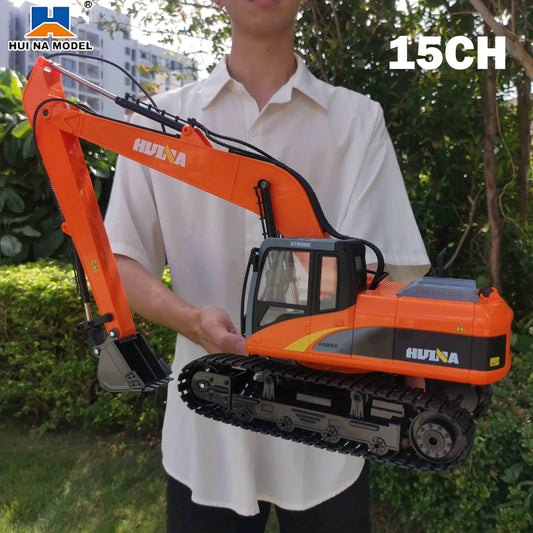 RC Professional 1:14 Remote Control Excavator - 15 CH, 680° Rotation, Red - ToylandEU