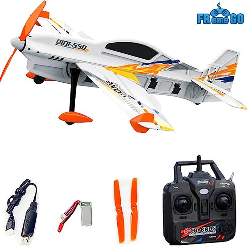 RC QIDI-550 RTF 3D RC Plane with 500mm Wingspan, One-Key Stunt Feature, and Advanced 6-Axis Gyro for Wind Resistant Flight - ToylandEU