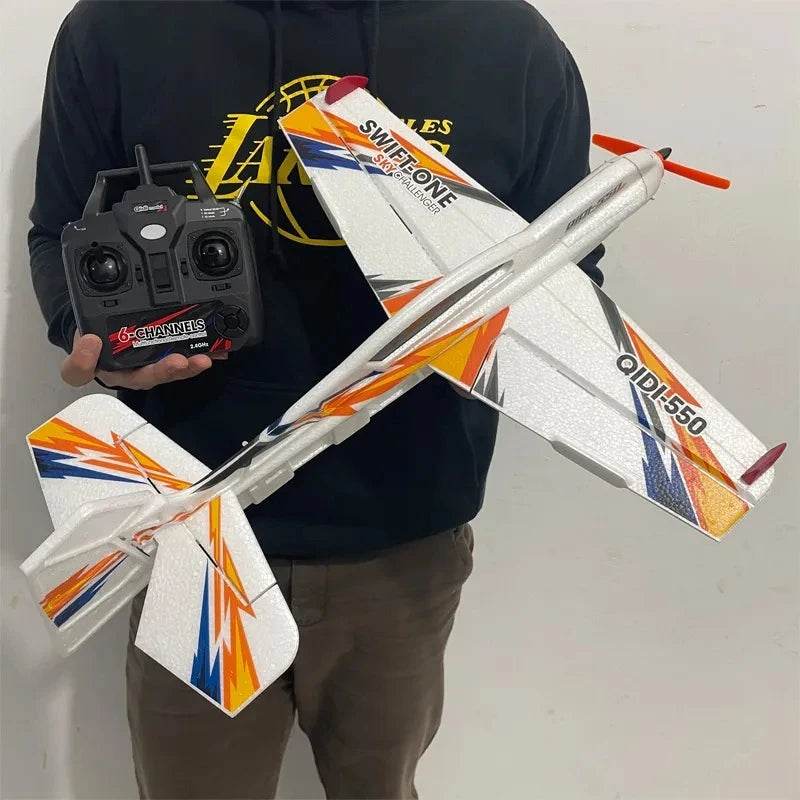RC QIDI-550 RTF 3D RC Plane with 500mm Wingspan, One-Key Stunt Feature, and Advanced 6-Axis Gyro for Wind Resistant Flight - ToylandEU