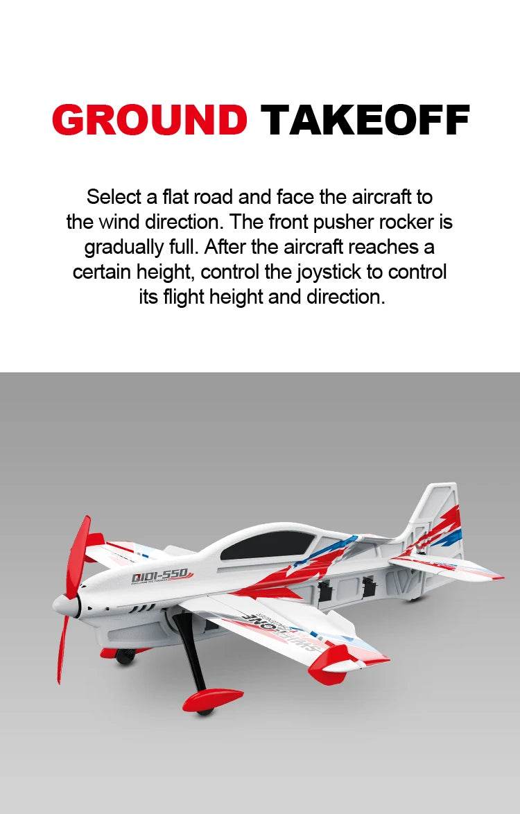 RC QIDI-550 RTF 3D RC Plane with 500mm Wingspan, One-Key Stunt Feature, and Advanced 6-Axis Gyro for Wind Resistant Flight - ToylandEU