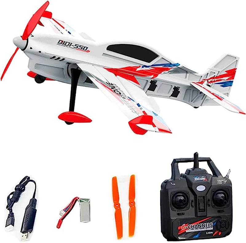 RC QIDI-550 RTF 3D RC Plane with 500mm Wingspan, One-Key Stunt Feature, and Advanced 6-Axis Gyro for Wind Resistant Flight - ToylandEU