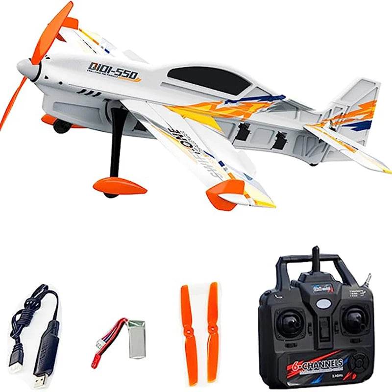 RC QIDI-550 RTF 3D RC Plane with 500mm Wingspan, One-Key Stunt Feature, and Advanced 6-Axis Gyro for Wind Resistant Flight - ToylandEU