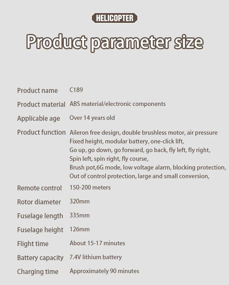 RC RC 1:28 C189 Brushless Dual-Motor Remote Helicopter with 6-Axis Gyro and One-Click Takeoff/Landing - ToylandEU