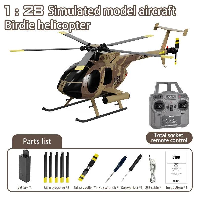 RC RC 1:28 C189 Brushless Dual-Motor Remote Helicopter with 6-Axis Gyro and One-Click Takeoff/Landing - ToylandEU