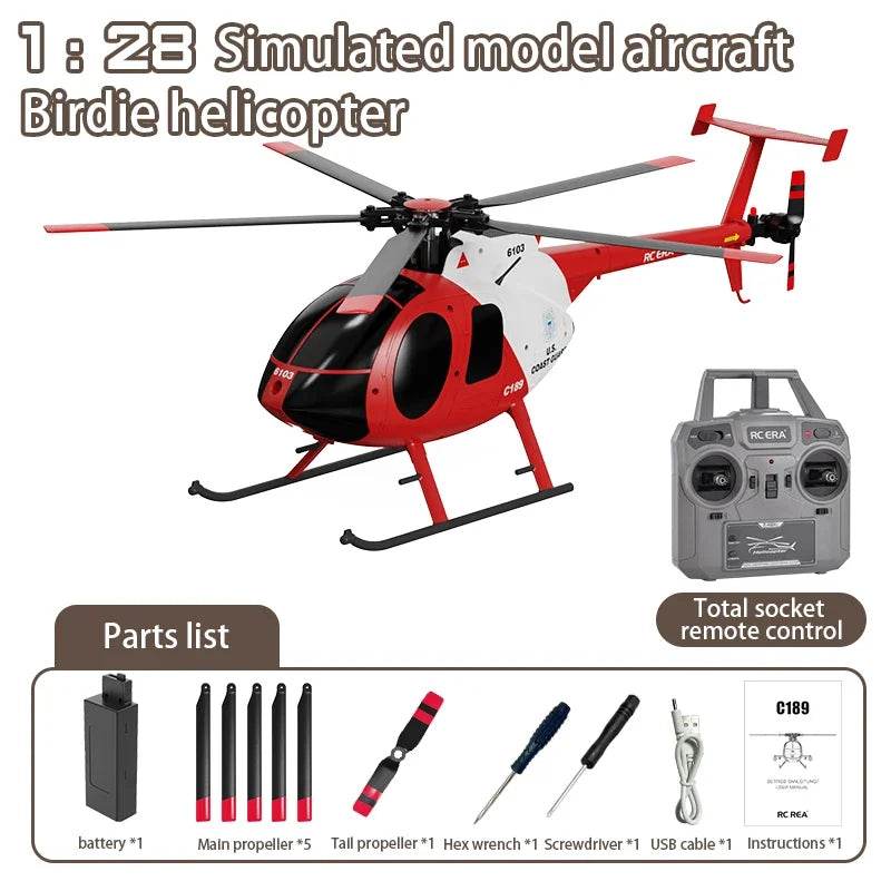 RC RC 1:28 C189 Brushless Dual-Motor Remote Helicopter with 6-Axis Gyro and One-Click Takeoff/Landing - ToylandEU