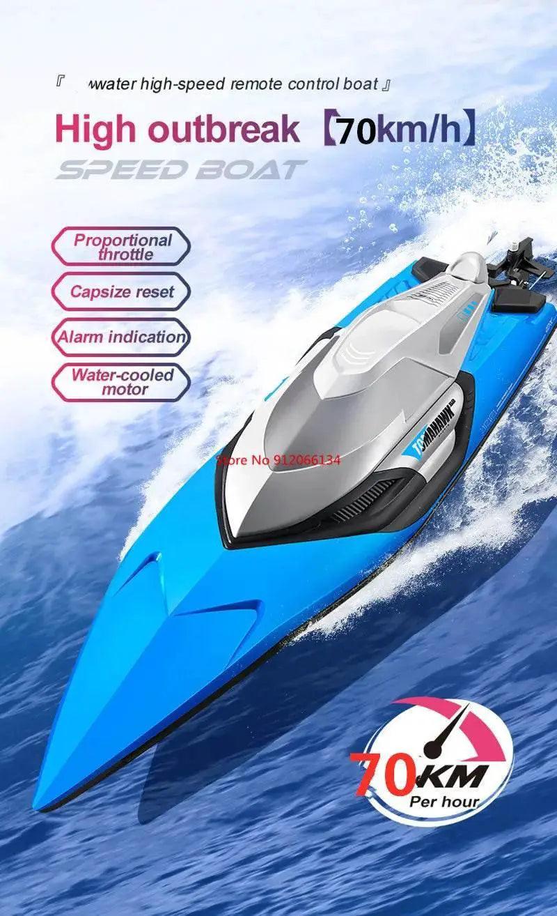  RC High-Speed 70KM/H RC Racing Boat - Double-Layer Waterproof Remote Control Yacht with Capsize Reset & Water Cooling System, 50CM Oversized Design -  ToylandEU™