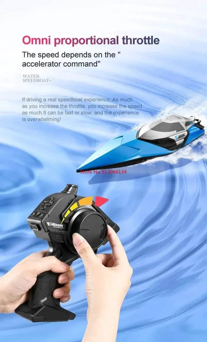  RC High-Speed 70KM/H RC Racing Boat - Double-Layer Waterproof Remote Control Yacht with Capsize Reset & Water Cooling System, 50CM Oversized Design -  ToylandEU™