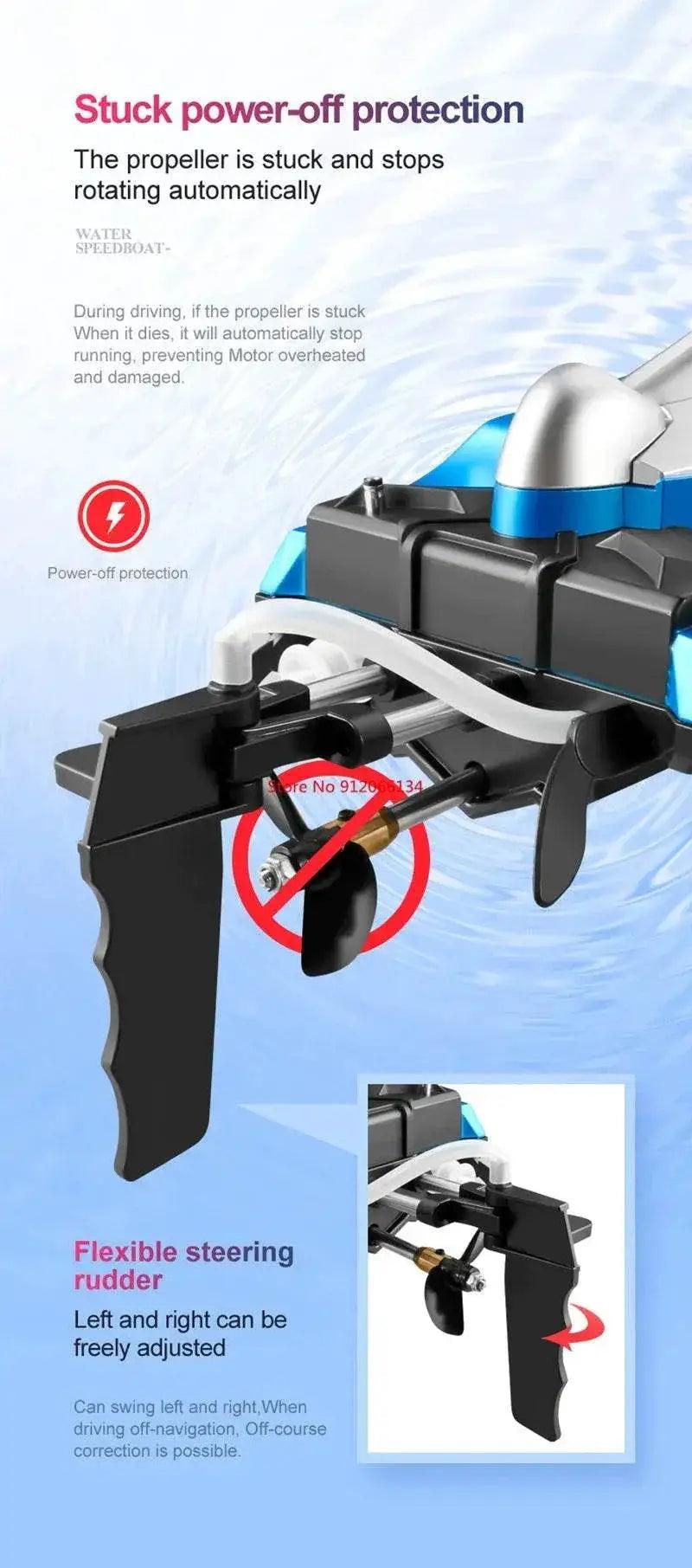  RC High-Speed 70KM/H RC Racing Boat - Double-Layer Waterproof Remote Control Yacht with Capsize Reset & Water Cooling System, 50CM Oversized Design -  ToylandEU™