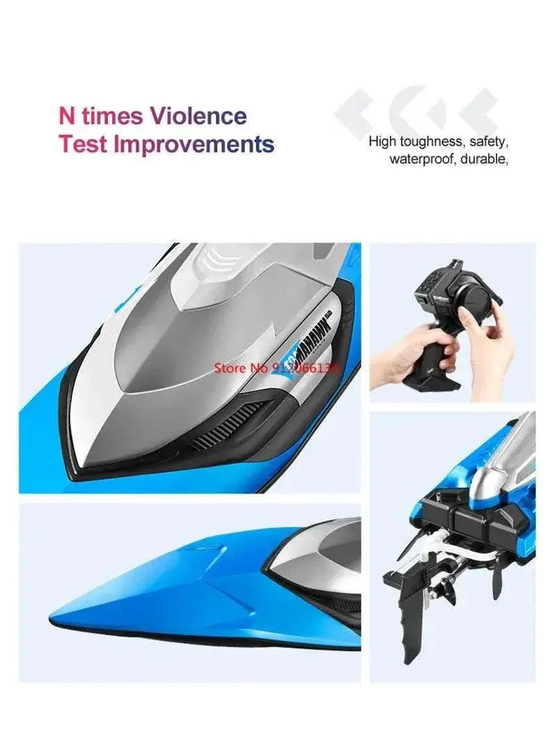  RC High-Speed 70KM/H RC Racing Boat - Double-Layer Waterproof Remote Control Yacht with Capsize Reset & Water Cooling System, 50CM Oversized Design -  ToylandEU™