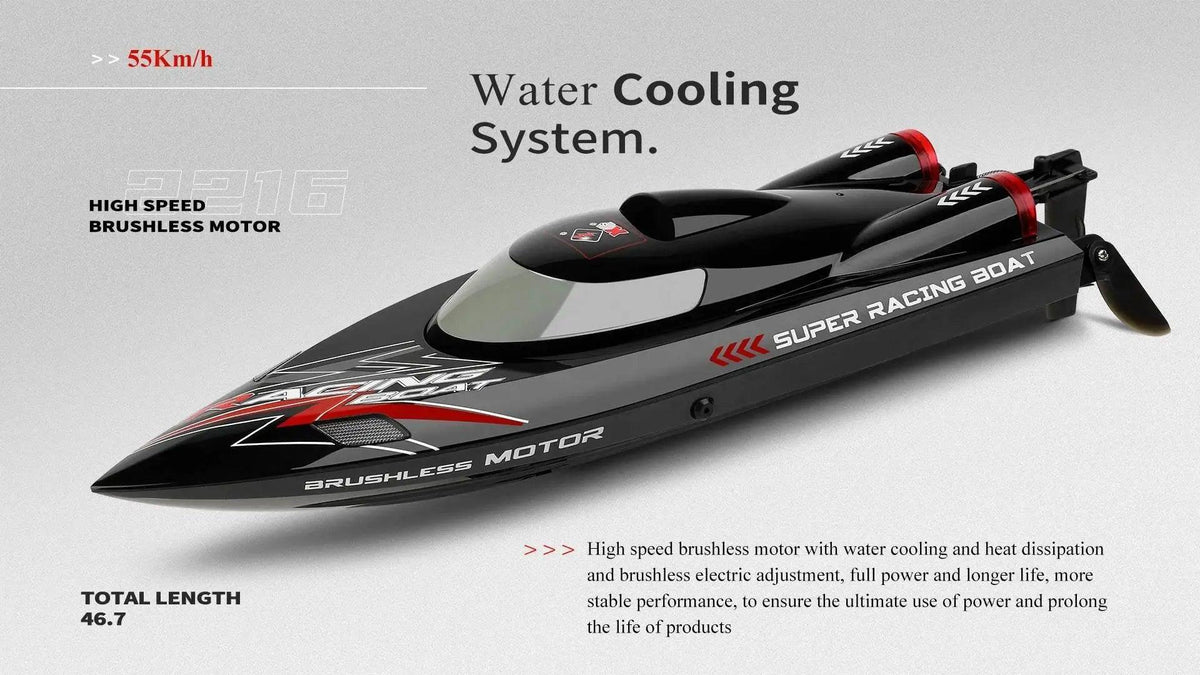  RC High-Speed  WL916 RC Racing Boat - 55KM/H Brushless Speedboat with Dual Batteries for Adults -  ToylandEU™